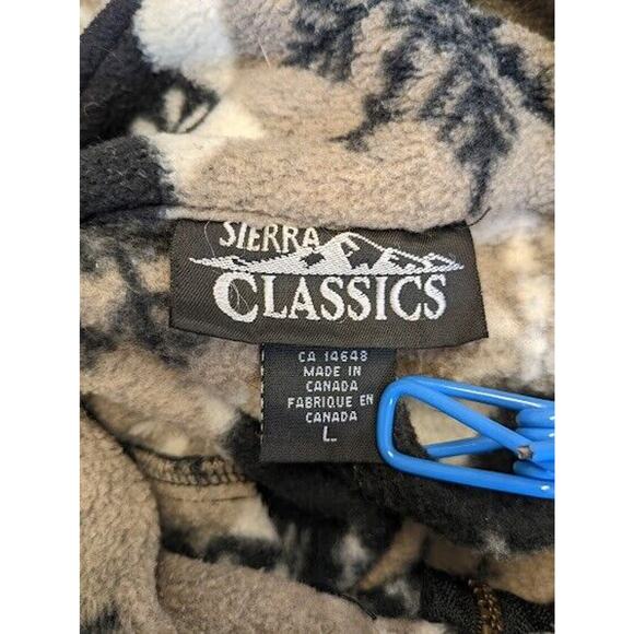 Vintage Sierra Classics Large Snowflake Fleece Jacket Tan Black White Half Zip - Picture 7 of 8